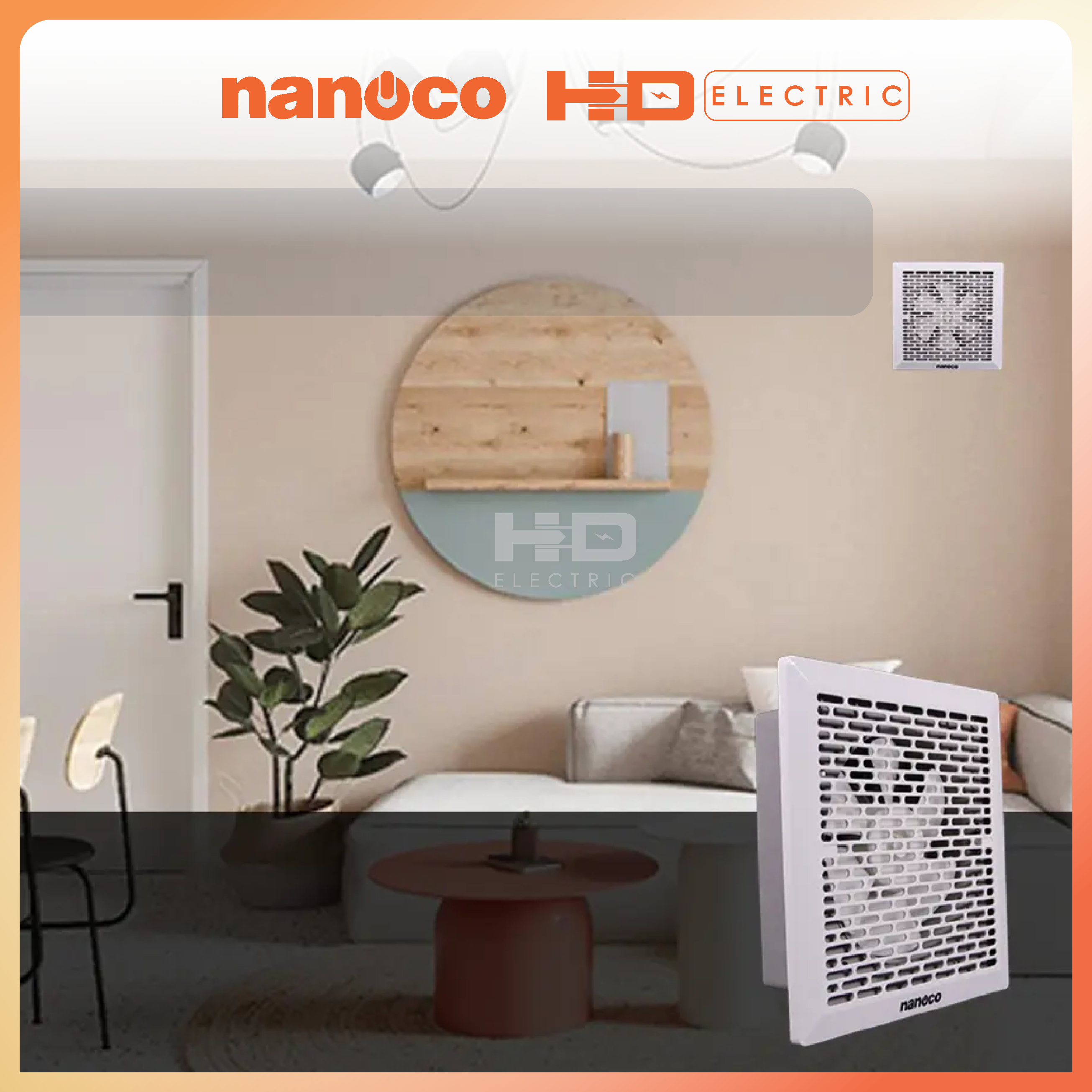 Quạt hút siêu mỏng Nanoco NMV2523 24W - Lỗ khoét 250x250mm